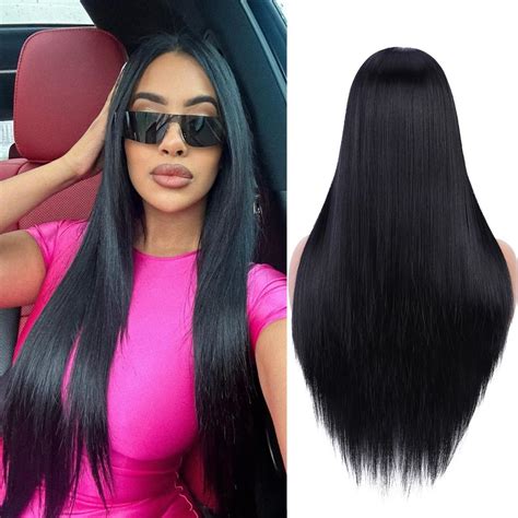 Amazon.com: Quick Wig Long Straight Wig Black Wigs for Women and Girls ...