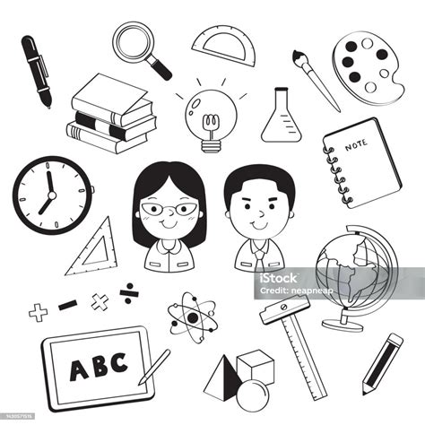 Doodle Classroom Hand Drawing Styles With Teacher Character Stock Illustration - Download Image ...
