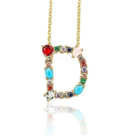 Delicate Crystal Multi Coloured Stone Letter Necklace