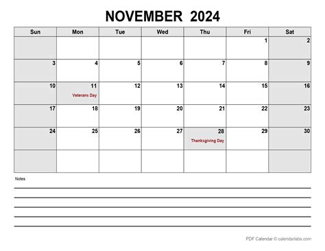 2025 November Blank Calendar