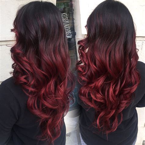 Dark brown to red ombre | Red balayage hair, Red ombre hair, Ombre hair ...