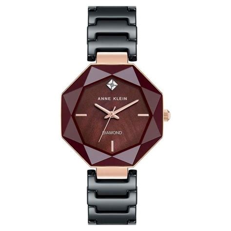Buy Online Anne Klein Quartz Analog Maroon Dial Black Ceramic Strap ...