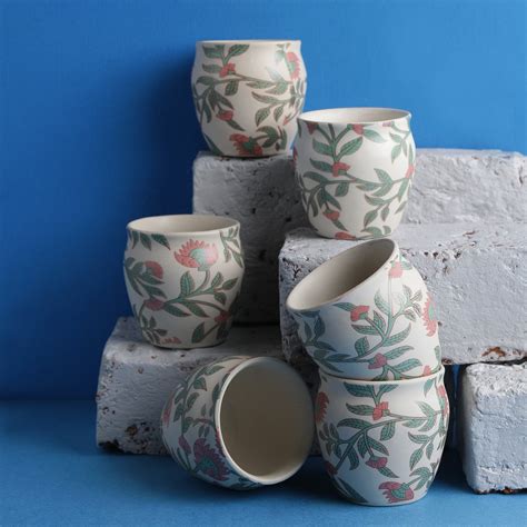 Buy miah decor Handcrafted Floral Matte Finish Khullad Collection Set ...