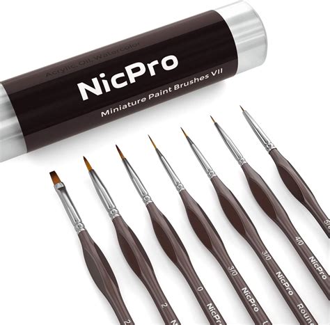 Nicpro Fine Detail Paint Brush Set, 7 PCS Professional Miniature Thin ...