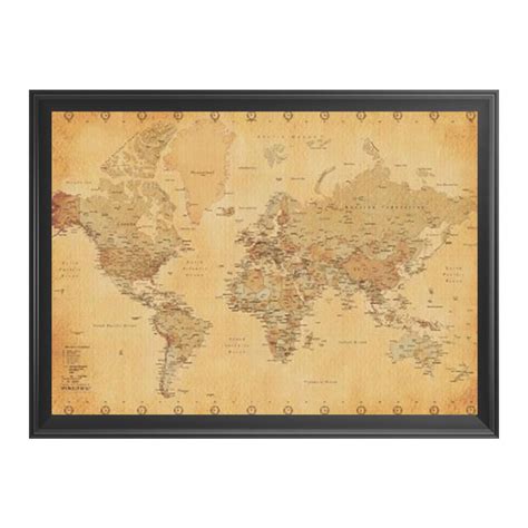 Large Framed World Map 的图像结果