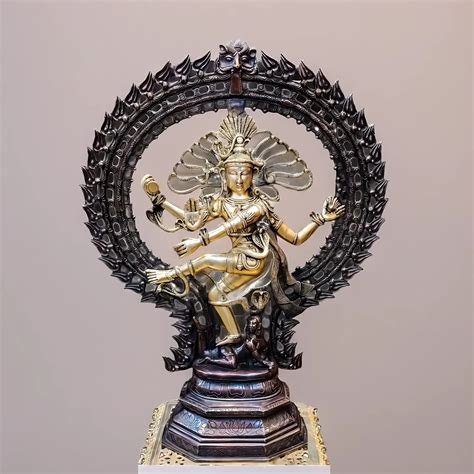 Brassaura™ Pure Brass Nataraja Statue in Dual-Tone Brown & Golden Fini