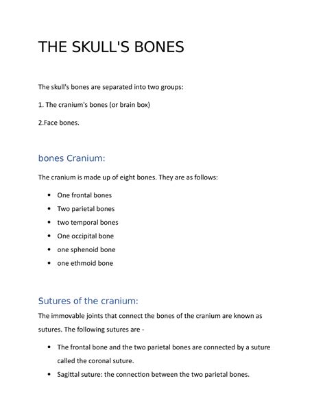 THE Bones of Skull of human - THE SKULL'S BONES The skull's bones are ...