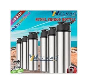 Stainless Steel Water Bottle, 950 ml Each, Set of 6, Silver | 100% Leak ...