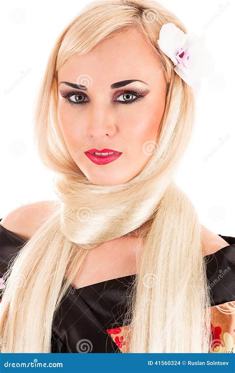 Beautiful Long-haired Blond Woman Stock Photo - Image of glamour, long ...