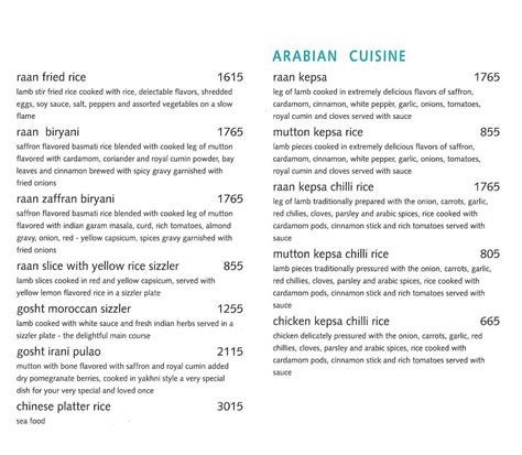 Menu at Club Bombay At Sheesha Sky Lounge, Mumbai