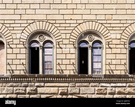 Detail of the façade of Medici Riccardi palace designed by Renaissance ...