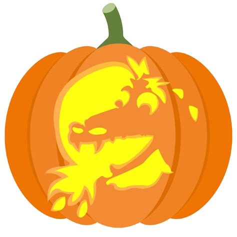 Dragon Breathes Fire Pumpkin Stencil | Free Printable Papercraft Templates