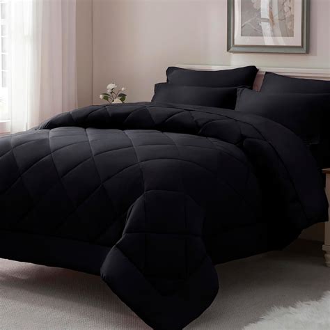 Amazon.com: ELNIDO QUEEN® Queen Comforter Set Black - 7 Pieces Bed in a ...