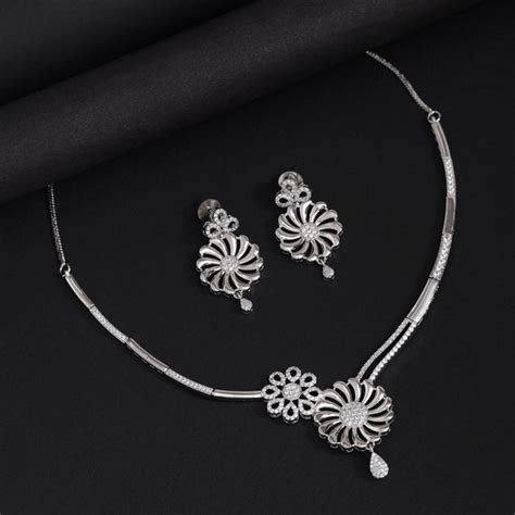 Zircon Necklace | CZ Jewellery Necklace | American Diamond Set