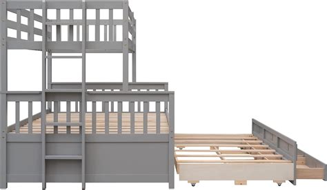 Buy Harper & Bright Designs Twin Over Full Bunk Bed with Trundle, Solid ...