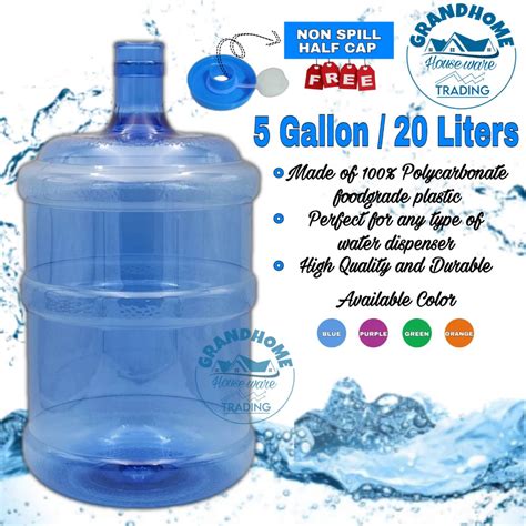 ROUND WATER DISPENSER CONTAINER 5 GALLON = 20 LITERS WITH NON SPILL CAP ...