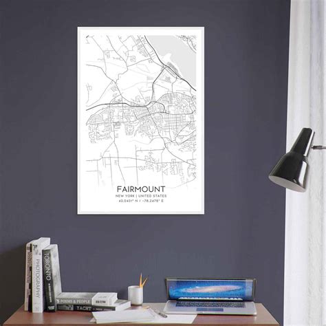 Fairmount New York Map Poster, Modern Home Decor Wall Art Print ...