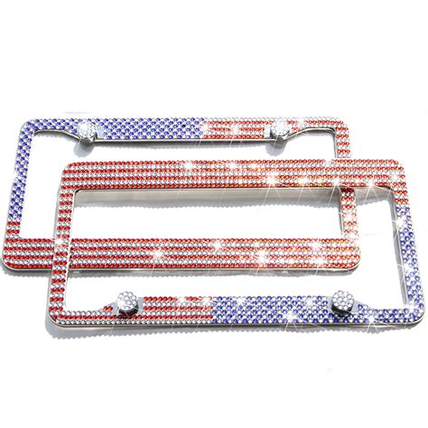 TooCust Diamond License Plate Frame, 2PCS Bling Rhinestone Car License ...