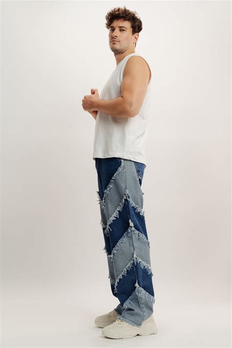 Men's Peeled Blue Straight Jeans