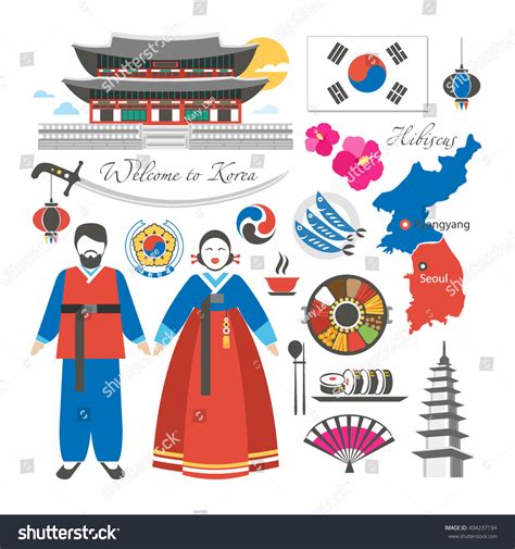 Welcome Korea Traditional Symbols Collection 스톡 벡터(로열티 프리) 404237194 | Shutterstock