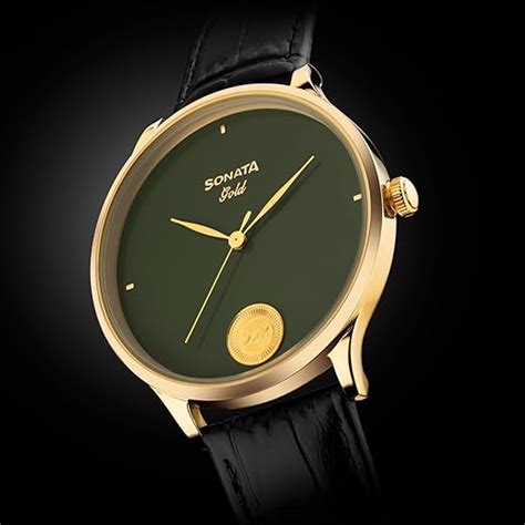 Sonata Gold with Quartz Analog Sacred Forest Green Dial with 0.15 Gm 2 ...