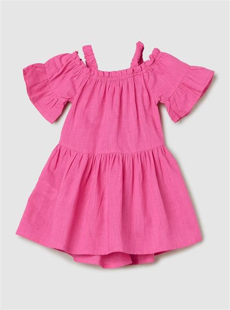 Buy Girls Solid Cold-Shoulder A-line Dress Online at just Rs. 499.0 ...