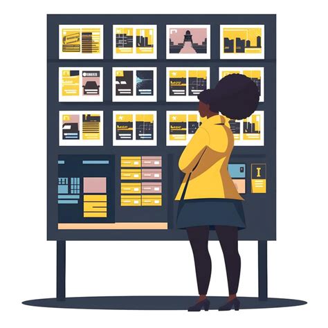 Pensive woman detective analyzing evidence board at police department ...