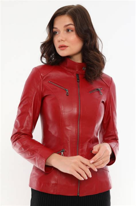 Stylish Red Leather Jacket Women/ Beautiful Real Leather Jacket Women ...