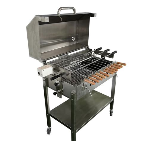 Hooded Cyprus Bbq Commercial Rotating Charcoal Bbq Grill With Motor ...