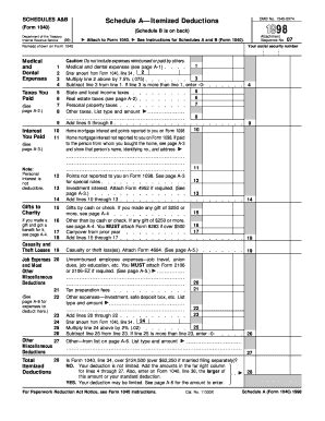 Fillable Online 1998 Form 1040 (Schedules A&B) - Internal Revenue ...