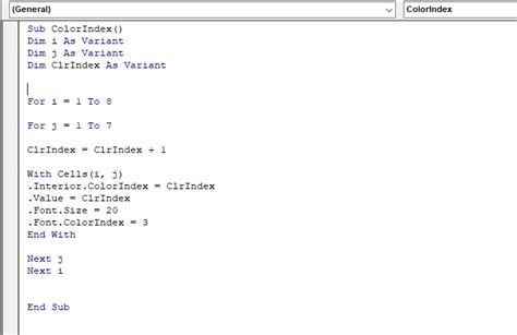 Excel VBA Color Code List 的图像结果