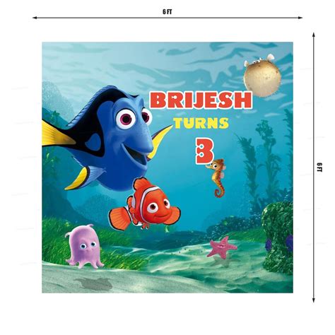 Nemo and Dory Theme Premium Square Backdrop | Birthday party – Party ...