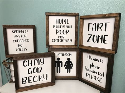 BATHROOM Humor/white Painted Background/humorous Bath | Etsy | Diy ...