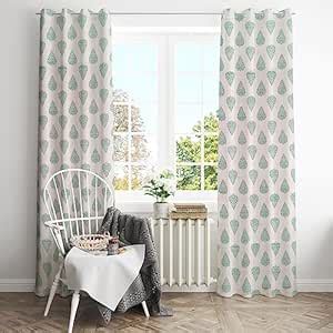 Buy HOMEMONDE Cotton Window Curtains Set of 2 - Small 4 Feet Living ...