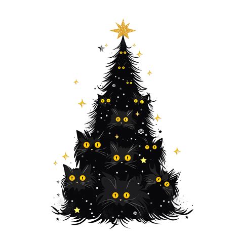 Black Cats Christmas Tree 48237068 Vector Art at Vecteezy