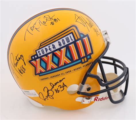 Super Bowl XXXIII Logo Full-Size Helmet Signed by (7) with Ray Buchanan, Jessie Tuggle, William ...