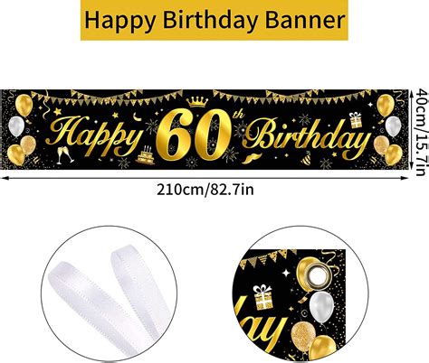 Buy Sowide 60th Birthday Banner,60th Birthday Black Gold Party ...