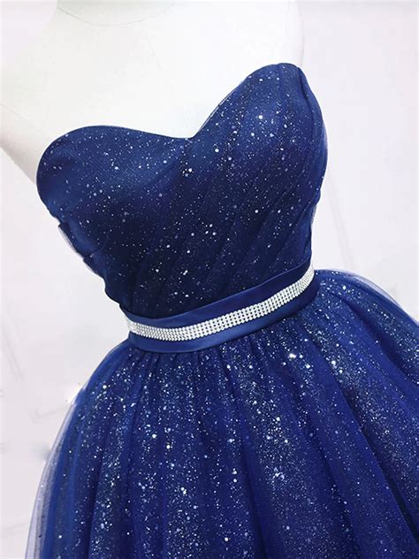 Strapless Dark Blue Short Prom Dresses, Short Dark Blue Graduation ...