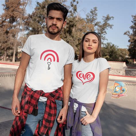 Love Key Printed white Couple Unisex T-Shirt – K L E N C H