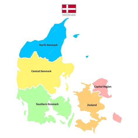 Premium Vector | Denmark maps background with regions region names and cities in color flag ...