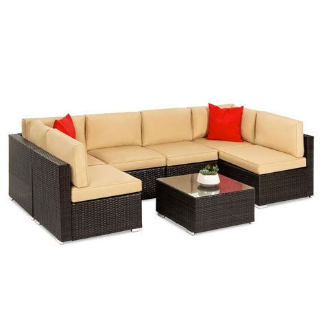 Best Choice Products 7-Piece Modular Outdoor Patio Rattan Wicker ...