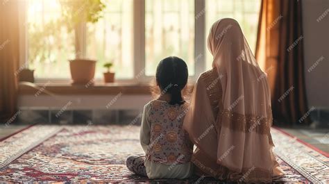 Premium Photo | Muslim mother and daughter praying in home ramadan ...