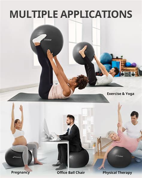 Trideer Yoga Ball Exercise Ball for Working Out, 5 Sizes Gym Ball ...