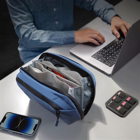 Buy Destinio Gadget Organizer Tech Pouch Bag, Blue - Destinio.in