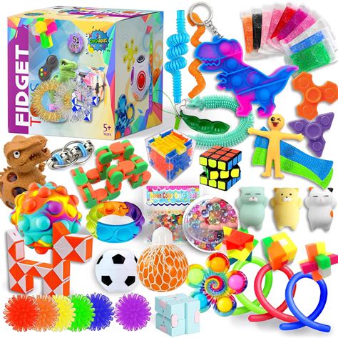 (51 Pcs) Fidget Toys Pack, Popits Fidgets Set for Classroom Rewards ...