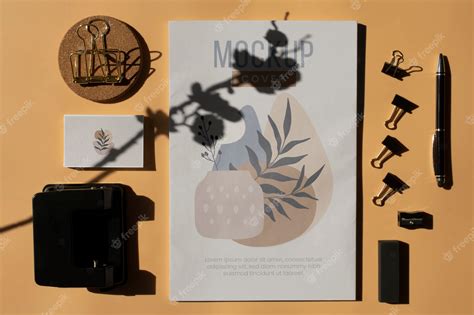 Premium PSD | Paper stationery mock-up with branding shadow