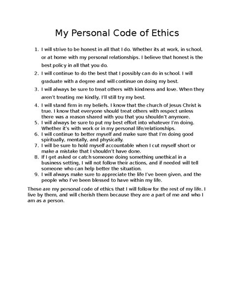 Code Of Ethics Examples