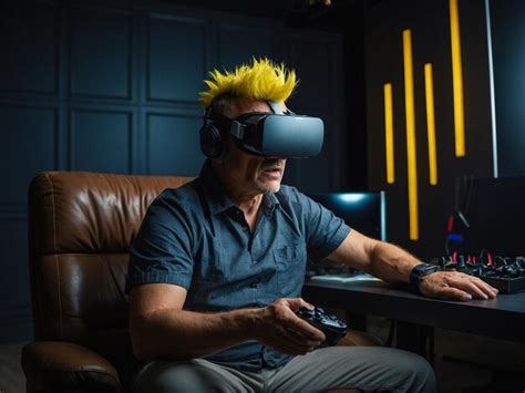 A middleaged man with yellow skin and a faux hawk sitt 3_1 | Premium AI ...