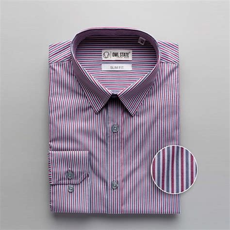 Striped Slim Fit Dress Shirt // Red + Gray (S) - Owl State - Touch of ...