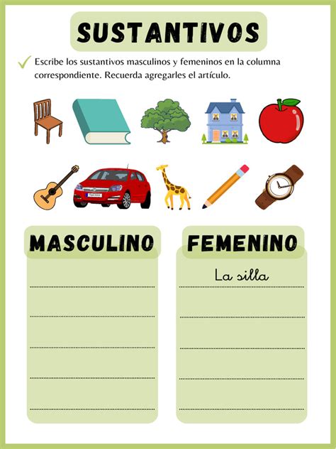 Vea los detalles de la imagen relacionada. Clasifica Sustantivo Género | PDF